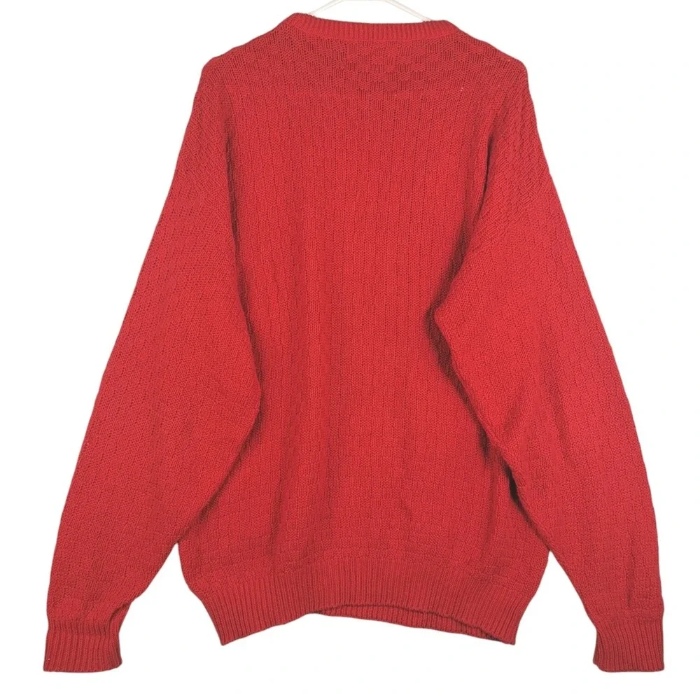 VINTAGE NewCastle Knits PULLOVER Men Size XL  Red Cable Knit  PIT TO PIT 27 IN